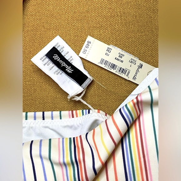Madewell Second Wave Sport Bikini Top & Bottom in Rainbow Stripe | Sz L - Picture 5 of 8